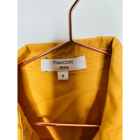 THAKOON x RTR Yellow Orange Collared Neckline Front Button Shirtdress Size 0 - Picture 6 of 12